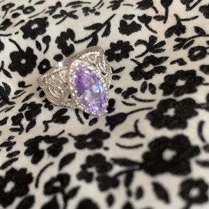Marquis amethyst promise ring, size 8, elegant style